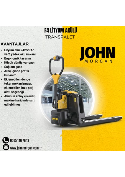 F4 Transpalet 1500KG Lityum Akülü