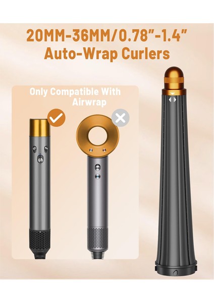 Dyson Airwrap, Barrels Curl ve Wave Curl Gold Için 20MM-36MM Uzun Namlulu Başlık ve Büyük Yuvarlak Fırça Başlığı (Yurt Dışından) indirimleri