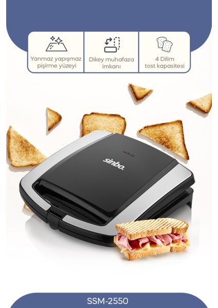Elektrikli Tost Makinesi 1500 W Izgara Fonksiyonlu Teflon Kaplama Siyah Gri Alüminyum fırsatları