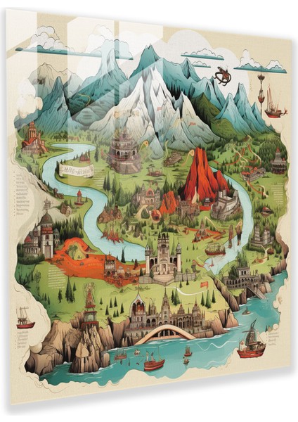 Anadolu Haritası Cam Tablo - Detaylı Anadolu Deseni Modern Sanat Ev Dekorasyonu