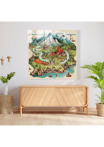 Anadolu Haritası Cam Tablo - Detaylı Anadolu Deseni Modern Sanat Ev Dekorasyonu modelleri