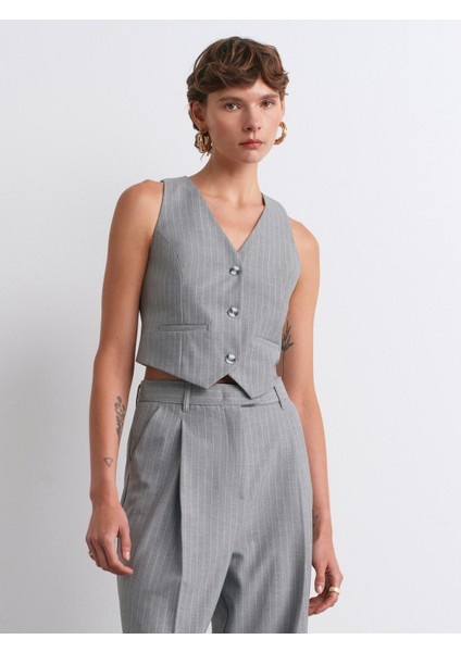 60596 Arkası Dekolteli Yelek-Gri modelleri