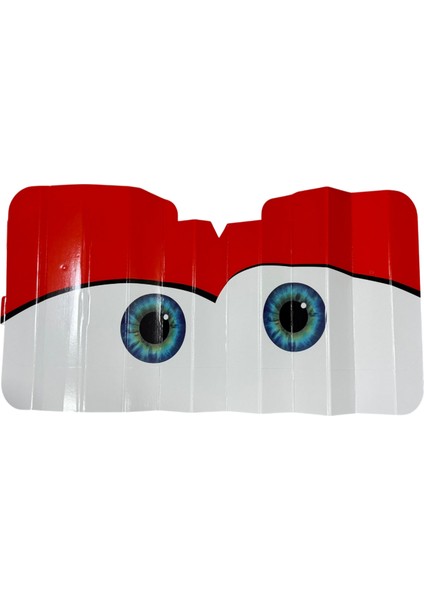 Güneşlik Ön Cam Karton Göz Desenli Kırmızı-Beyaz 70X140 cm Binek Araçlar Için