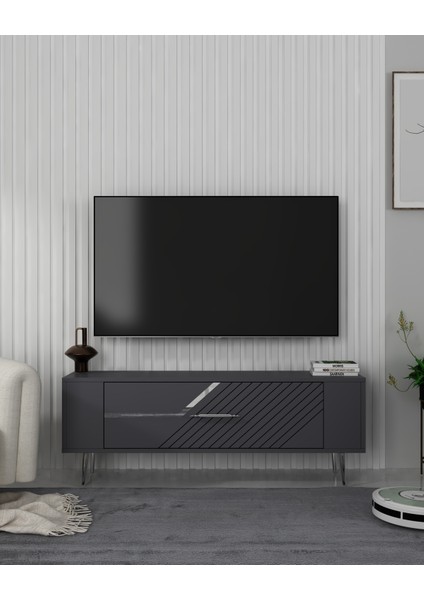 RETROLP5DD Tv Sehpası Antrasit-Gümüş