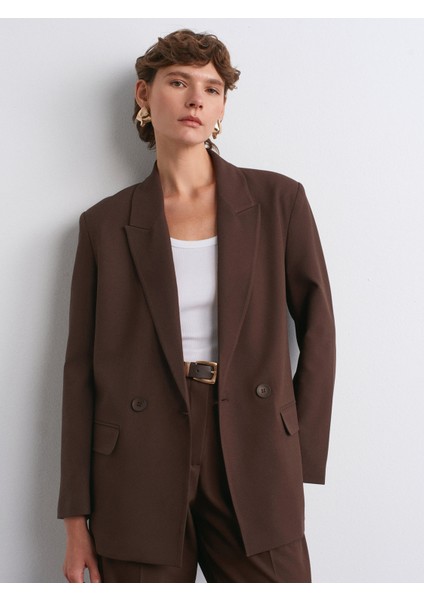 60767 Blazer Ceket-Koyu Kahve