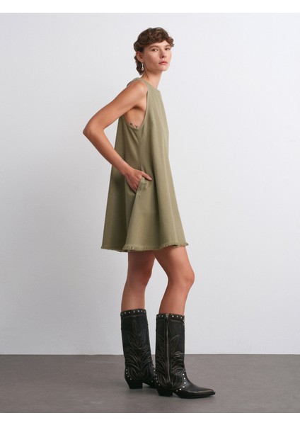 91511 Kolsuz Mini Elbise-Çağla