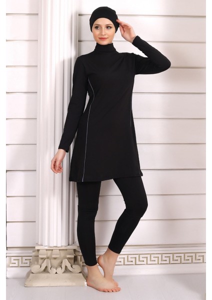 Mayo Tesettür Mayo Siyah Ara Biyeli Esnek Likralı Tam Kalıp modelleri