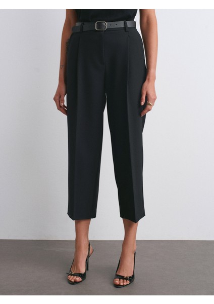 72167 Kemerli Pensli Pantolon-Siyah indirimleri