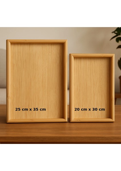 2’li Bambu Sunum Tepsisi Seti – Kahvaltı, Tatlı, Kahve Sunum ve Ikram Tepsisi, Doğal Ahşap, Dikdörtgen 25X35 cm & 20X30 cm fiyatları