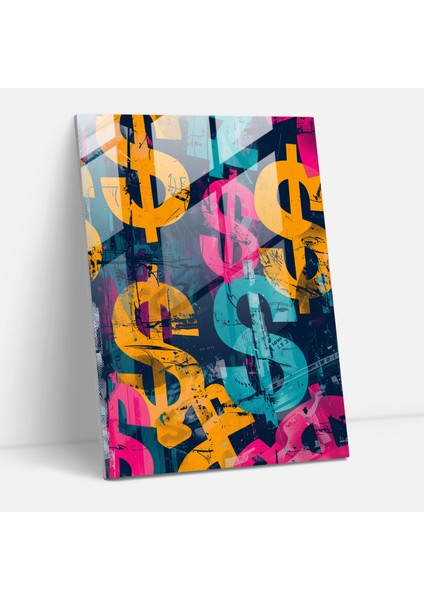 Andy Warhol Dolar Işaretleri Cam Tablo Duvar Sanatı