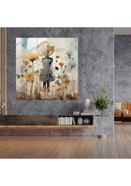 Kuru Çiçek Cam Tablo - Kuru Çiçek Hayalperest Kombinasyon Cam Duvar Sanatı Surealist Koleksiyon fiyatları