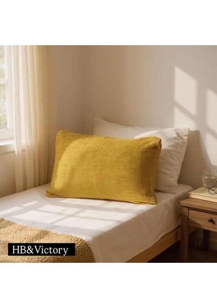 4 Katlı Müslin Hardal Renk 50X70 Cm. %100 Pamuklu 2 Adet Yastık Kılıfı fırsatları