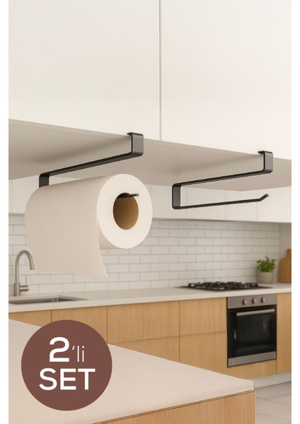 2'li Metal Kağıt Havlu Askısı – Dolap Içine Asılabilir Tasarım