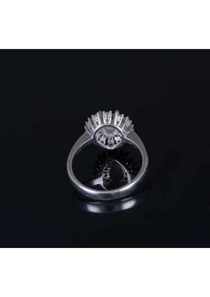 Kalp Detaylı Pembe ve Beyaz Zirkon Taşlı 925 Ayar Gümüş Kadın Yüzük, Parmağa Göre Ayarlanır 3.96 gr fırsatları