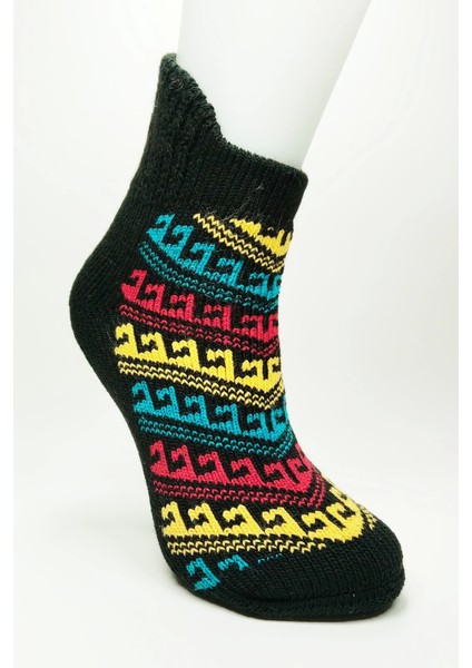 Kalın Kışlık Kadın Soket Çorap Yünlü Havlu Ev Giyim Patik Desen 1 Siyah fiyatları