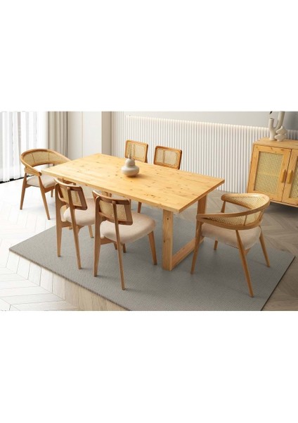 Mobilgen Naturel 2 Adet Gazel Sandalye 4 Adet Kuzey Sandalye Asrın Masa Takımı