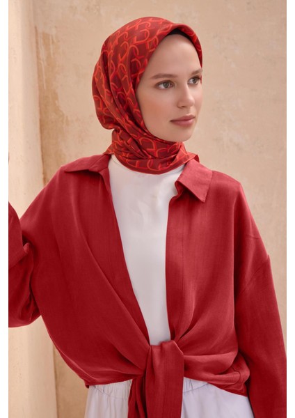 Tivil İpek Eşarp 4102 - 40 Bordo Karışık Desen