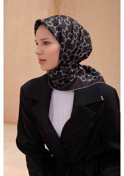 Tivil İpek Eşarp 4109 - 01 Siyah Karışık Desen