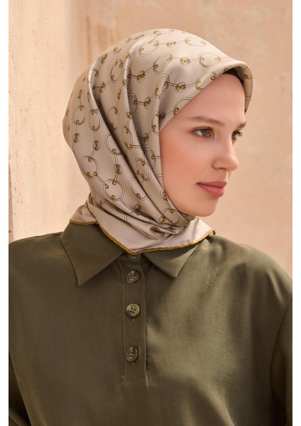 Tivil İpek Eşarp 4109 - 02 Vizon Karışık Desen