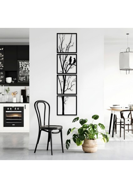 Kuş ve Dal Lazer Kesim Metal 4 Parça Duvar Dekoru fiyatları