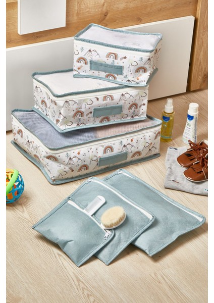 Rainbow Serisi 6 Parça Bebek Bakım Çantası Seti - Yeşil Keçe Kumaş El Çantası (36x27x14 cm) ve Farklı Boyut Seçenekleri fiyatları