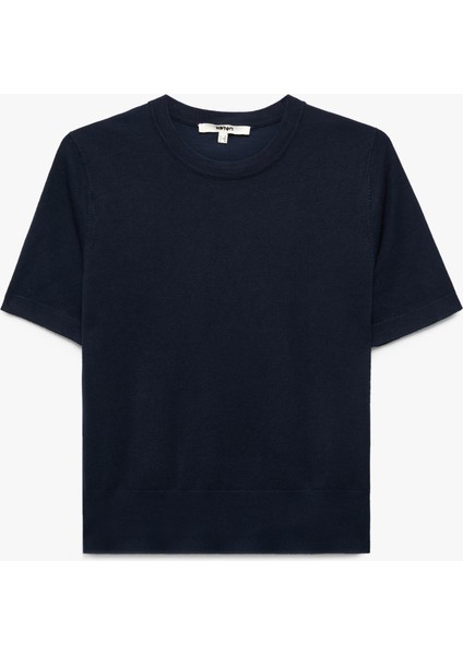 Kısa Kollu Bisiklet Yaka Basic Triko Kazak modelleri