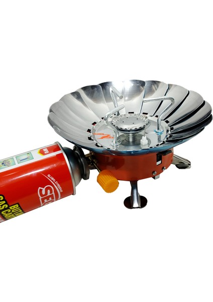 Büyük Boy Kamp Ocağı Portatif Kartuş Gazlı Piknik Yaprak Ocak 2 Adet Kartuş Hediyeli