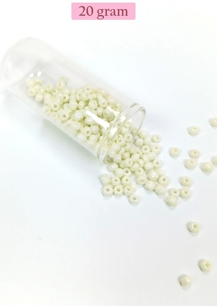 Dökme Cam Kum Boncuk Büyük Boy (6/0) 4 mm - 20 Gram - Krem - BNC071