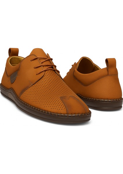 GR0367 Hakiki Nubuk Deri Hafif Poli Taban Dikişli Aksesuarlı Delikli Günlük Espadril Tarz Erkek Ayakkabı indirimleri