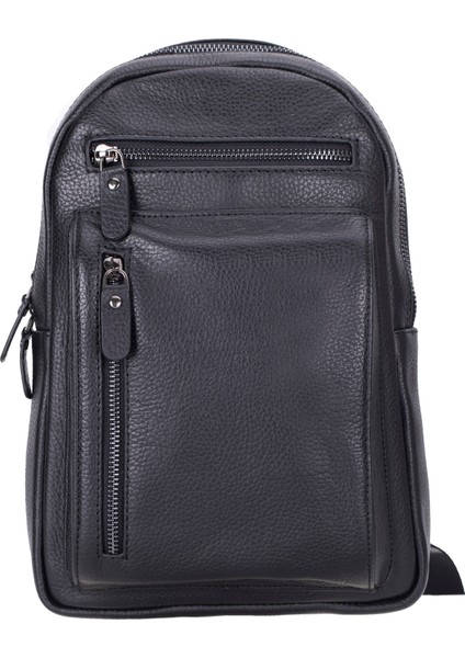 Blake Black Luxe Deri Çapraz Unisex Sırt Çantası