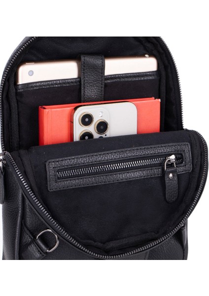 Blake Black Luxe Deri Çapraz Unisex Sırt Çantası modelleri