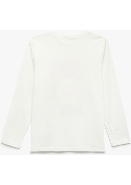 Uzun Kollu Bisiklet Yaka Ayıcık Baskılı Pamuklu Tişört fiyatları