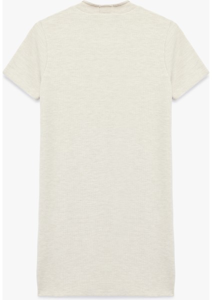 Slim Fit Kısa Kollu Dik Yaka Mini Triko Elbise fiyatları