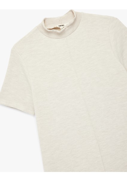 Slim Fit Kısa Kollu Dik Yaka Mini Triko Elbise modelleri