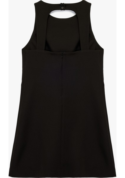 A Kesim Sırt Dekolteli Pencere Detaylı Kolsuz Bisiklet Yaka Mini Elbise fiyatları