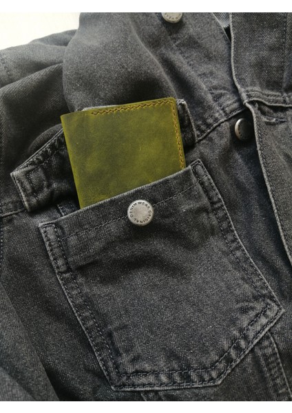 Hakiki Deri Kartlık El Yapımı Kişiye Özel Minimal Kartlık Limon Yeşili Renk MK57LY modelleri