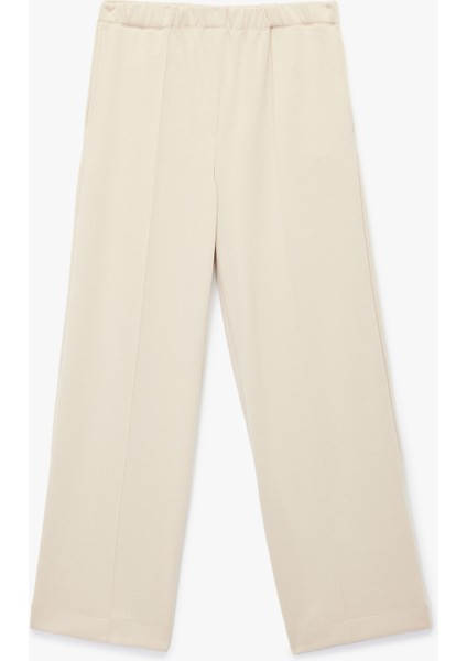 Nervürlü Scuba Kumaş Uzun Düz Bol Paça Eşofman Altı