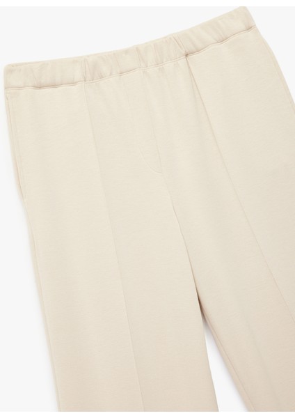 Nervürlü Scuba Kumaş Uzun Düz Bol Paça Eşofman Altı modelleri