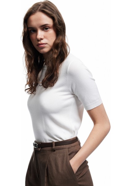 Kısa Kollu Bisiklet Yaka Basic Triko Kazak