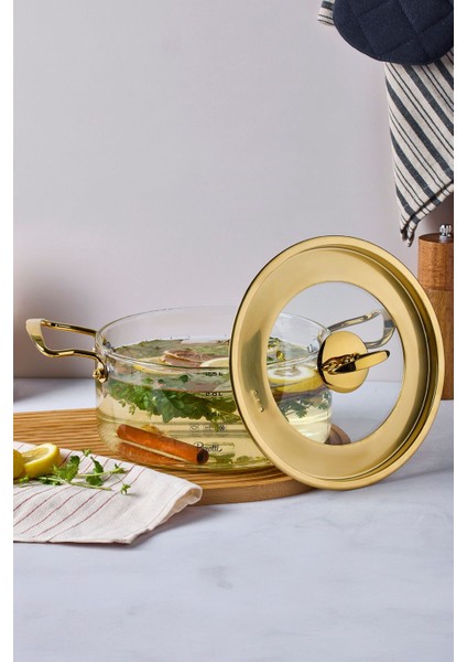 Logan Gold Kapaklı 2,5 L Cam Tencere 20X11 cm fiyatları