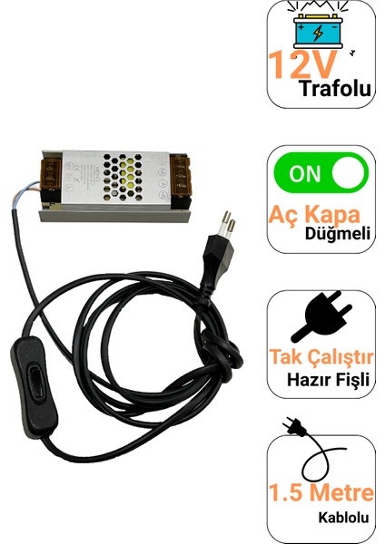 12V 5A Ultra Slim LED Trafo – 60W Ince Kasa Anahtarlı Fişli LED Adaptör modelleri