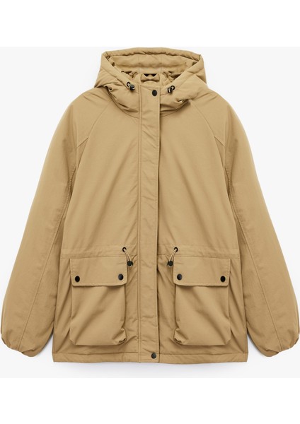 Uzun Kollu Kapaklı Cepli Kapşonlu Mont modelleri