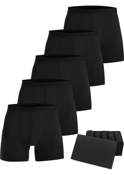 Premium 5’li Erkek Modal Boxer - Hediye Kutulu, Ultra Yumuşak Modal Kumaş, Esnek Kalıp, Etiketsiz ve Kaliteli Boxer