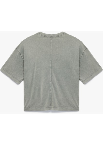 Kısa Kollu Bisiklet Yaka Pamuklu Yıkamalı Oversize Tişört fiyatları