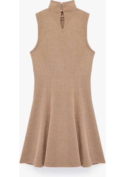 Slim Fit Dik Yaka Kolsuz Mini Triko Elbise fiyatları