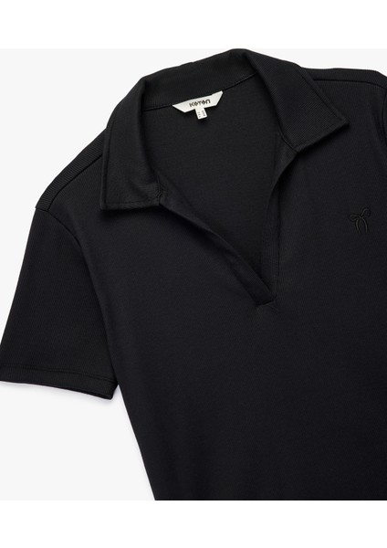 Pamuklu Fiyonk Nakış Detaylı Slim Fit Kısa Kollu Polo Yaka Tişört modelleri
