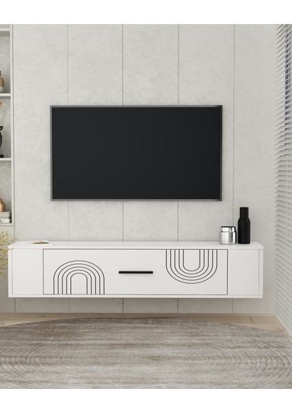 RESTOL2DD Duvara Montaj Tv Sehpası Beyaz-Beyaz