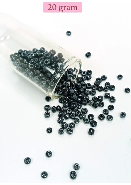 Dökme Cam Kum Boncuk Büyük Boy (6/0) 4 mm - 20 Gram - Siyah - BNC084