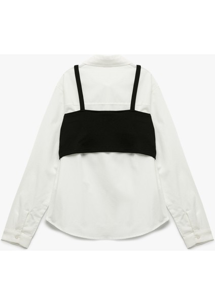 Fermuarlı Askılı Üst Detaylı Pamuklu Uzun Kollu Gömlek fiyatları