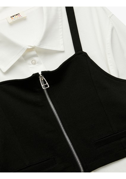 Fermuarlı Askılı Üst Detaylı Pamuklu Uzun Kollu Gömlek modelleri